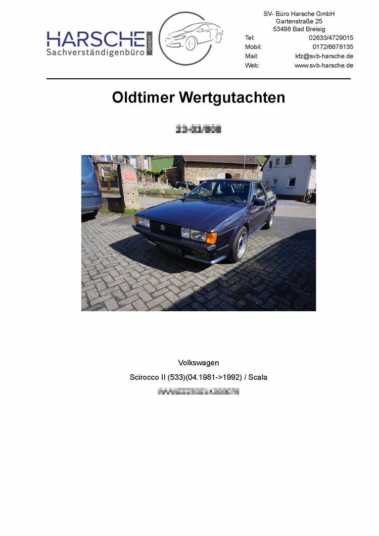 Oldtimer Gutachten Scirocco